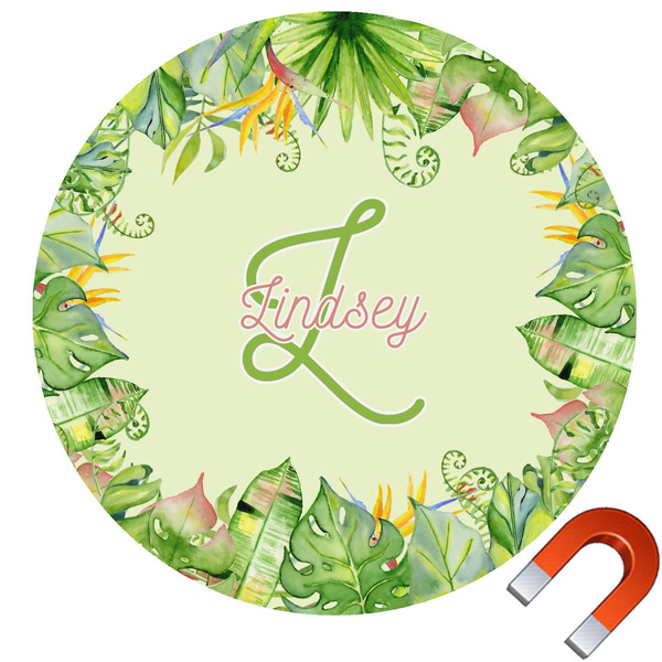 Custom Tropical Leaves Border Car Magnet (Personalized)