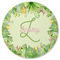 Tropical Leaves Border Round Rubber Backed Coaster (Personalized)