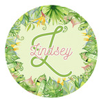 Tropical Leaves Border Round Decal - Small (Personalized)
