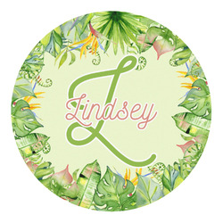 Tropical Leaves Border Round Decal (Personalized)