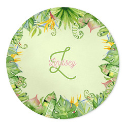 Tropical Leaves Border 5' Round Indoor Area Rug (Personalized)