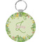 Tropical Leaves Border Round Plastic Keychain (Personalized)