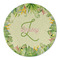 Tropical Leaves Border Round Linen Placemats - FRONT (Double Sided)