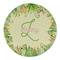 Tropical Leaves Border Round Linen Placemats - FRONT (Single Sided)