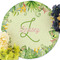 Tropical Leaves Border Round Linen Placemats - Front (w flowers)