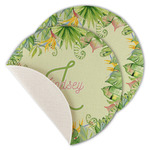 Tropical Leaves Border Round Linen Placemat - Single Sided - Set of 4 (Personalized)