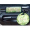 Tropical Leaves Border Round Luggage Tag & Handle Wrap - In Context