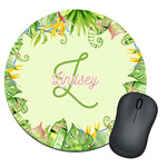 Tropical Leaves Border Round Mouse Pad (Personalized)