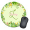 Tropical Leaves Border Round Mouse Pad