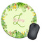 Tropical Leaves Border Round Mouse Pad (Personalized)