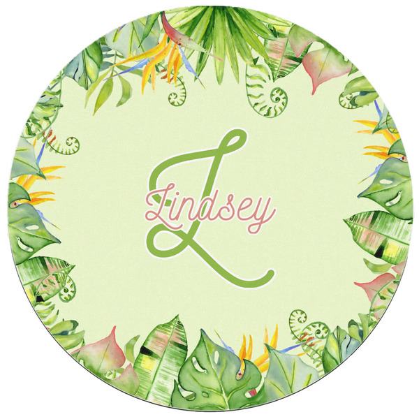Tropical Leaves Border Round Mousepad - APPROVAL