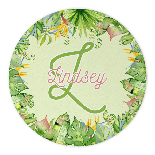 Tropical Leaves Border Round Paper Coaster - Approval