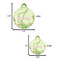 Tropical Leaves Border Round Pet ID Tag - Large - Comparison Scale