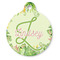 Tropical Leaves Border Round Pet ID Tag - Large - Front