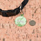 Tropical Leaves Border Round Pet ID Tag - Small - In Context