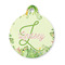 Tropical Leaves Border Round Pet ID Tag - Small (Personalized)