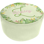 Tropical Leaves Border Round Pouf Ottoman (Personalized)