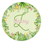 Tropical Leaves Border Round Stone Trivet (Personalized)