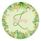Tropical Leaves Border Round Stone Trivet - Front View