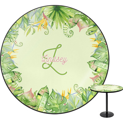 Tropical Leaves Border Round Table (Personalized)