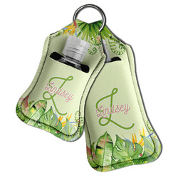 Tropical Leaves Border Hand Sanitizer & Keychain Holder (Personalized)