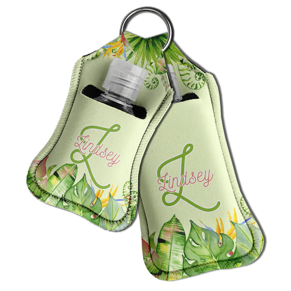 Tropical Leaves Border Sanitizer Holder Keychain - Both in Case (PARENT)