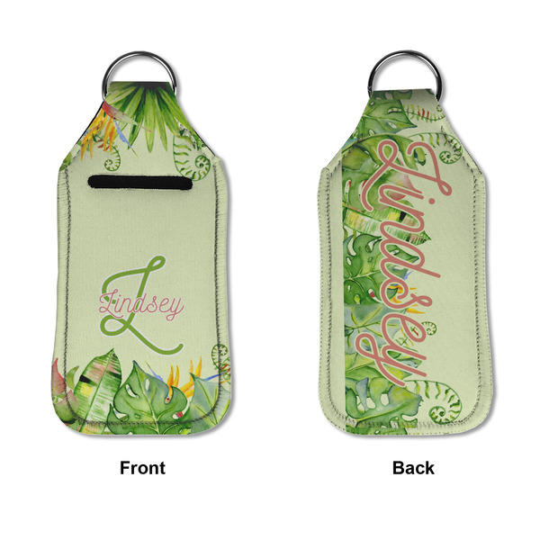Tropical Leaves Border Sanitizer Holder Keychain - Large APPROVAL (Flat)