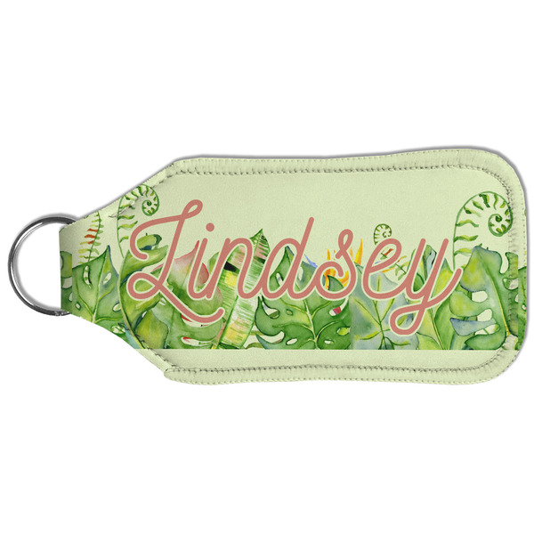 Tropical Leaves Border Sanitizer Holder Keychain - Large (Back)