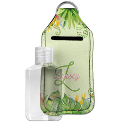 Tropical Leaves Border Hand Sanitizer & Keychain Holder - Large (Personalized)