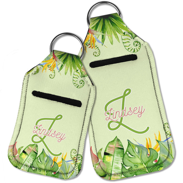 Tropical Leaves Border Sanitizer Holder Keychain - Parent Main