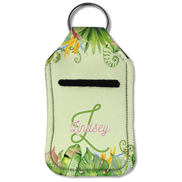 Tropical Leaves Border Sanitizer Holder Keychain - Small (Front Flat)