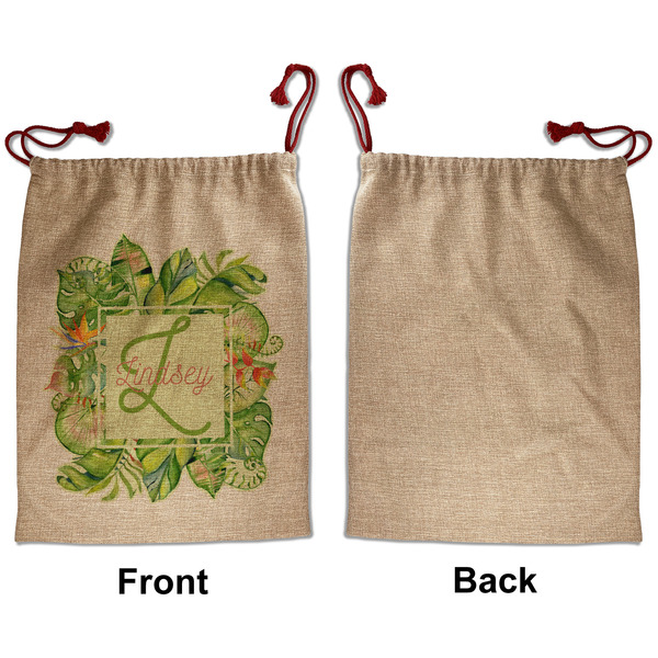 Tropical Leaves Border Santa Bag - Approval - Front