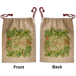 Tropical Leaves Border Santa Sack - Front & Back (Personalized)