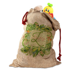 Tropical Leaves Border Santa Sack (Personalized)