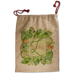 Tropical Leaves Border Santa Sack - Front (Personalized)