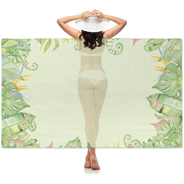 Custom Tropical Leaves Border Sheer Sarong