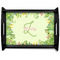 Tropical Leaves Border Black Wooden Tray - Large (Personalized)