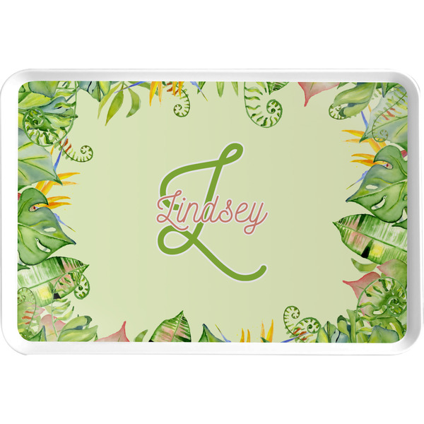 Custom Tropical Leaves Border Serving Tray (Personalized)