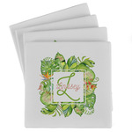 Tropical Leaves Border Absorbent Stone Coasters - Set of 4 (Personalized)