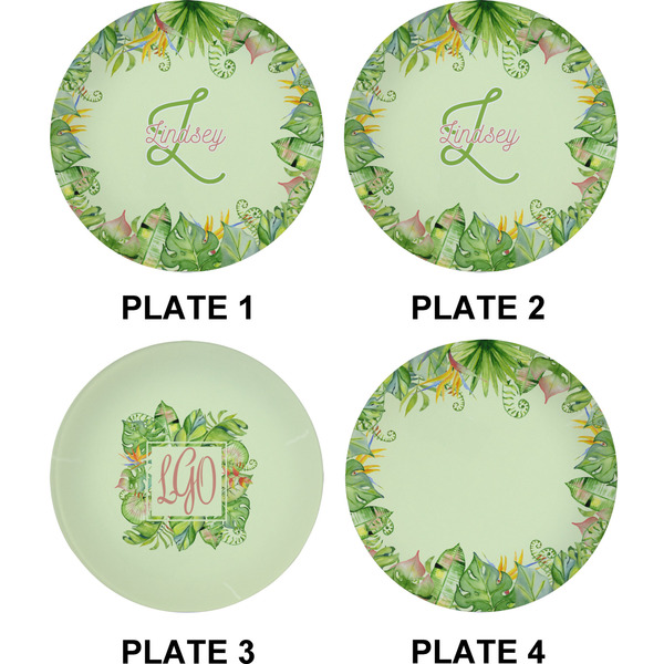 Tropical Leaves Border Set of Appetizer / Dessert Plates (Approval)