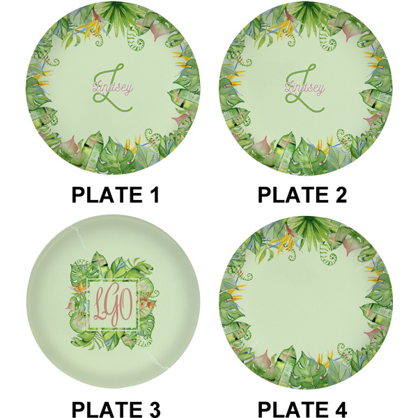 Tropical Leaves Border Set of Lunch / Dinner Plates (Approval)