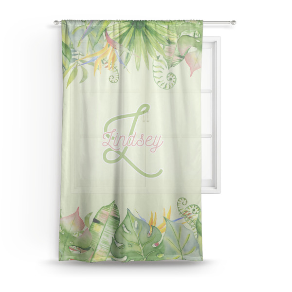 Custom Tropical Leaves Border Sheer Curtain