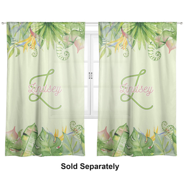 Tropical Leaves Border Sheer Curtains