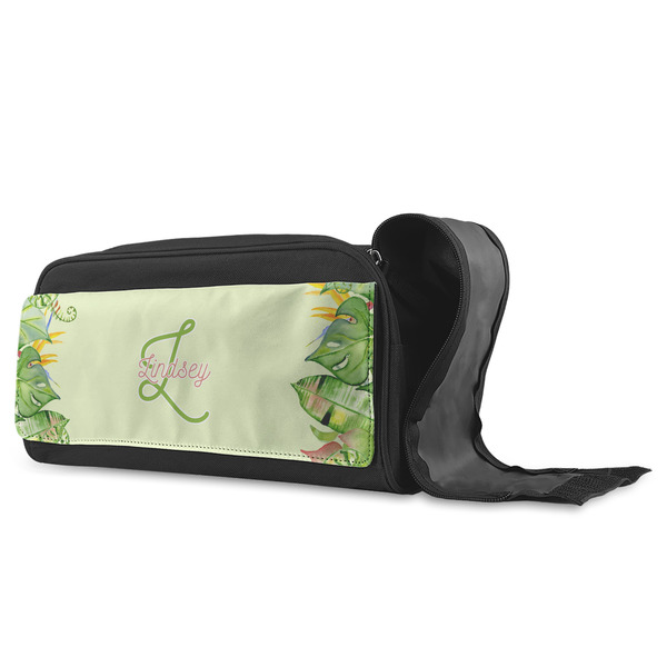 Tropical Leaves Border Shoe Bags - ANGLE (Open)