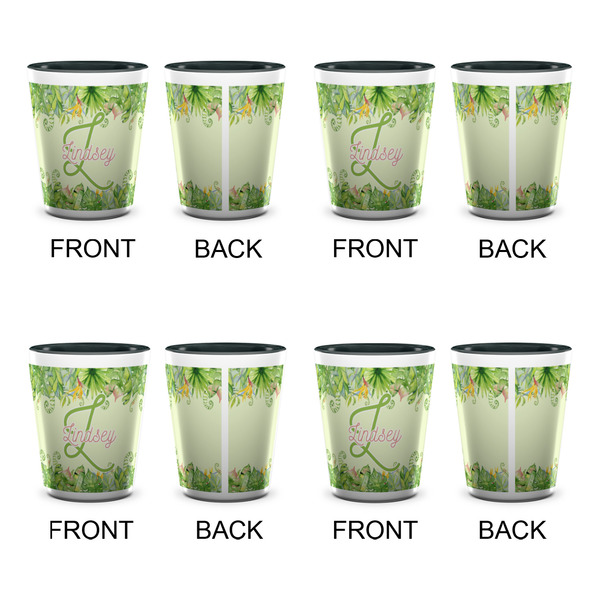 Tropical Leaves Border Shot Glassess - Two Tone - Set of 4 - APPROVAL
