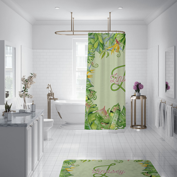 Tropical Leaves Border Shower Curtain - 70"x83"