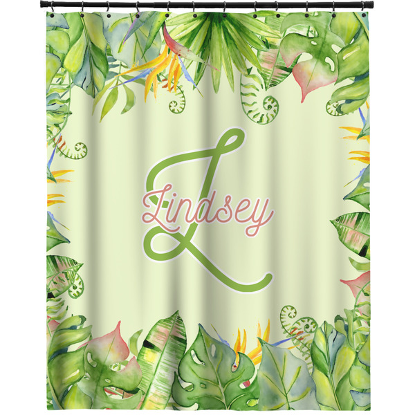 Custom Tropical Leaves Border Extra Long Shower Curtain - 70"x84" (Personalized)