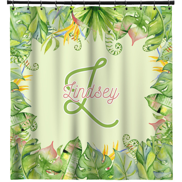 Custom Tropical Leaves Border Shower Curtain - 71" x 74" (Personalized)