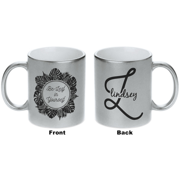 Tropical Leaves Border Silver Mug - Approval