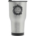 Tropical Leaves Border RTIC Tumbler - Silver (Personalized)